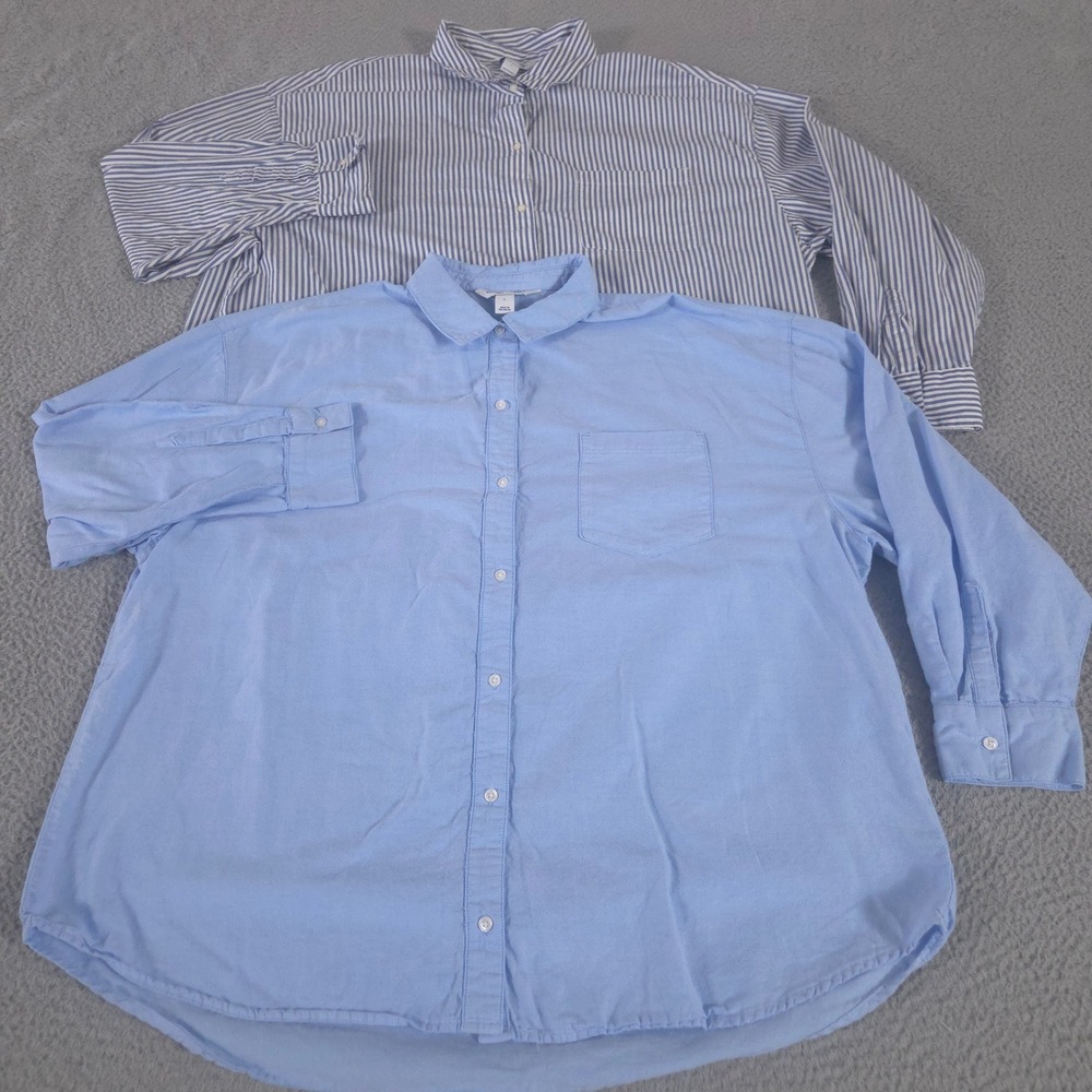 LOT OF 2 Old Navy Top Womens Large Multi The Boyfriend Shirt Button-Down Cotton